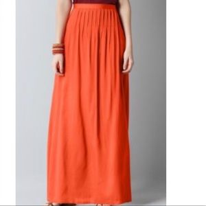Bright Orange-Red Loft Maxi Skirt